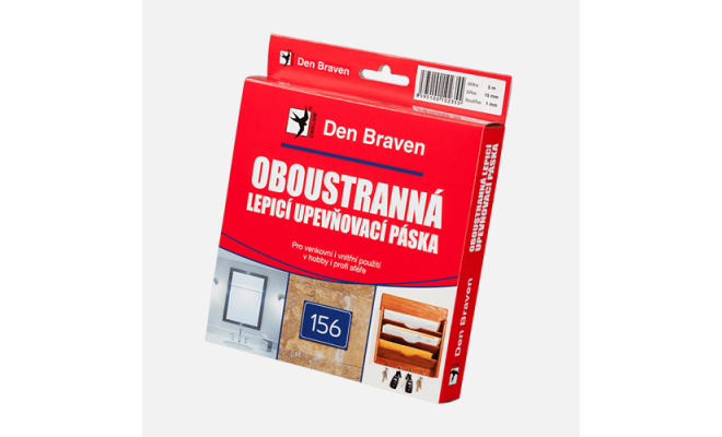 Oboustranně lepicí upevňovací páska v krabičce, 19 mm x 1 mm x 10 m, bílá