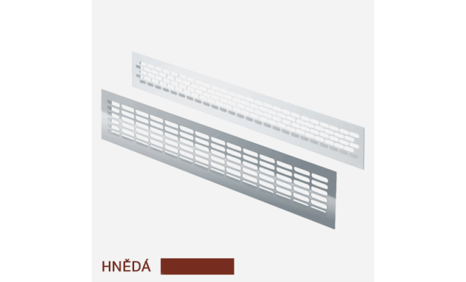 Mřížka větrací hliníková, 480 mm x 80 mm, hnědá