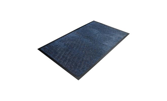 Modrá textilní vstupní vnitřní čistící rohož - délka 85 cm, šířka 120 cm a výška 0,9 cm