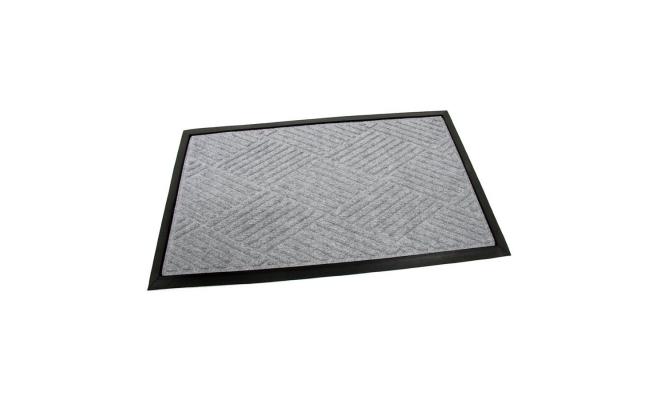 Šedá textilní gumová čistící vstupní rohož Crossing Lines, FLOMA - délka 45 cm, šířka 75 cm a výška 1 cm