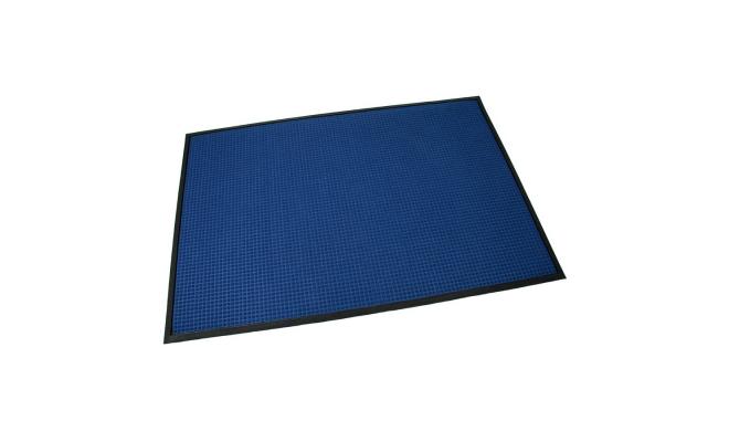 Modrá textilní gumová čistící vstupní rohož Little Squares, FLOMA - délka 120 cm, šířka 180 cm a výška 0,8 cm