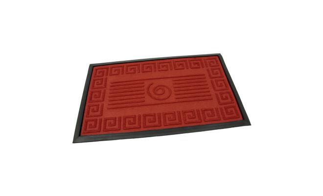 Červená textilní gumová čistící vstupní rohož Rectangle - Deco, FLOMA - délka 45 cm, šířka 75 cm a výška 0,8 cm