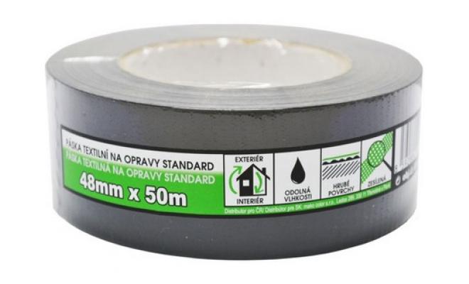 Páska textilní na opravy STANDARD 48mmx50m ČER