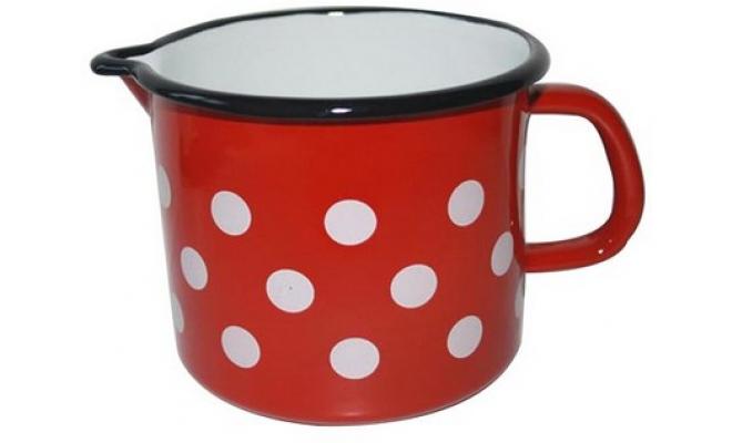 Hrnek smalt s výlevkou pr.12cm 1,2l PUNTÍK ČRV