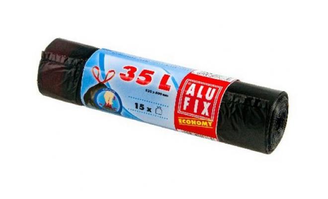 Pytle na odpadky zatahovací  35l (15ks) 53x 60cm ČER 15µ ECONOMY