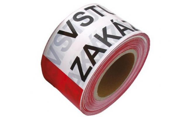 Páska výstražná 75mmx250m VSTUP ZAKÁZÁN, ČRV-BÍ