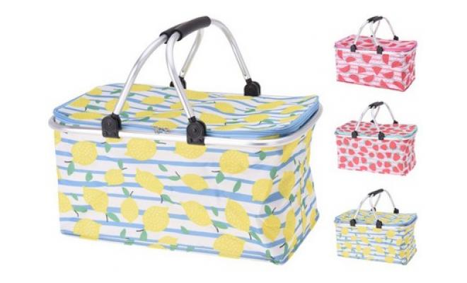 Košík nákupní skládací TERMO 48x28x24cm Al+polyester mix barev