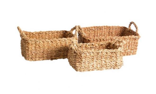 Košík hranatý s úchyty velký 36x27x15cm mořská tráva
