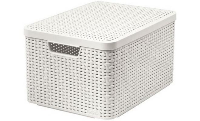 Box úložný RATTAN 44,5x33x25cm (L) s víkem, STYLE2, PH KRÉM