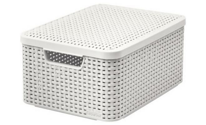 Box úložný RATTAN 40x29x19cm (M) s víkem, STYLE2, PH KRÉM