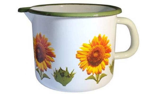 Hrnek smalt s výlevkou pr.12cm 1,2l SLUNEČNICE