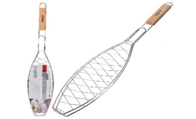 Opékač na rybu 58x14cm BBQ dřev.rukojeť