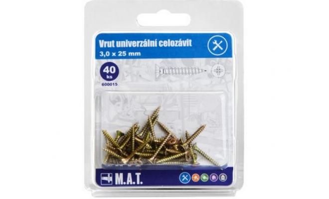 Vrut un.celozávit 3,0x 25mm ZZ (40ks)