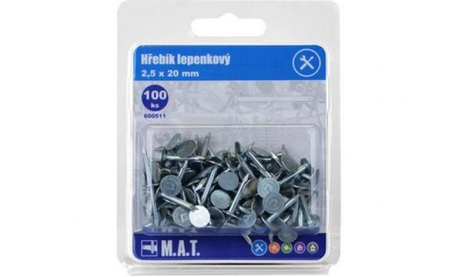 Hřebík lepenkový 20x2,5mm Zn (100ks)