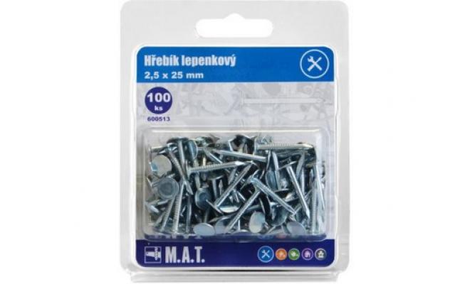 Hřebík lepenkový 25x2,5mm Zn (100ks)