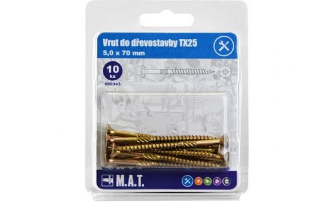 Vrut do dřevostavby 5,0x 70mm TX25 ZZ (10ks)