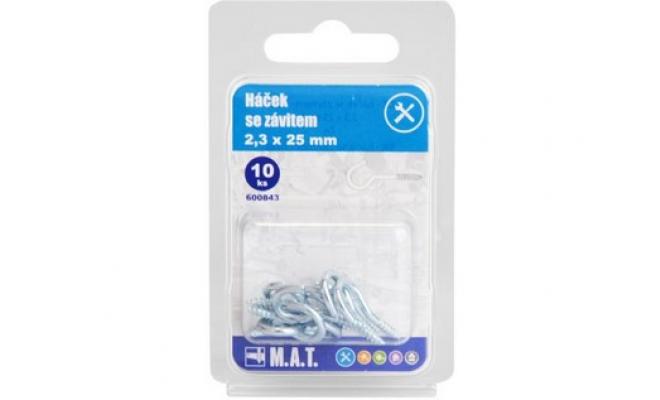 Háček se závitem  25x2,3mm Zn (10ks)