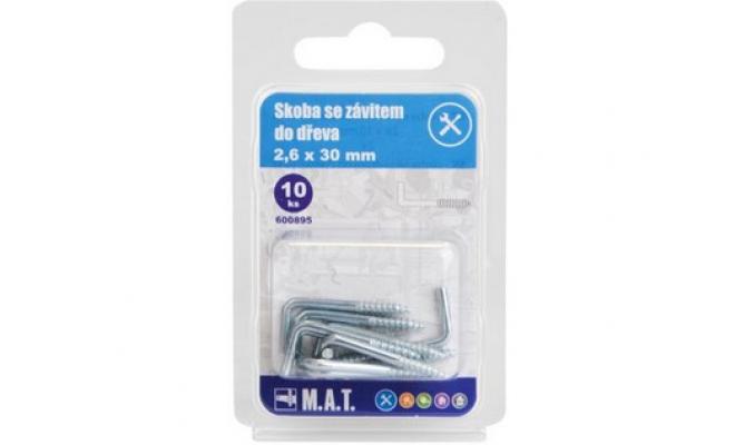Skoba se závitem do dřeva  30x2,6mm Zn (10ks)