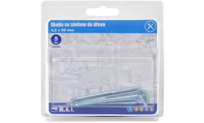 Skoba se závitem do dřeva  80x4,2mm Zn (5ks)
