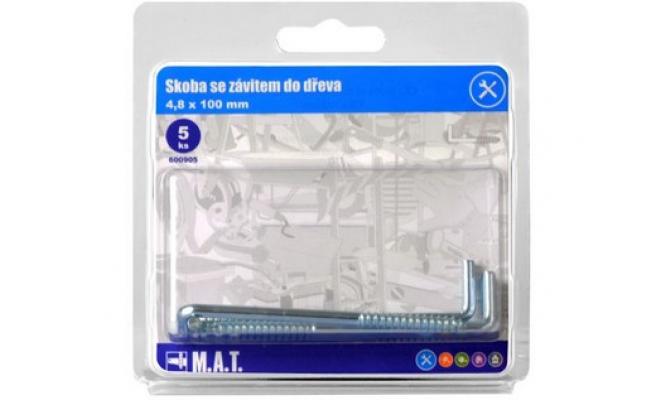 Skoba se závitem do dřeva 100x4,8mm Zn (5ks)