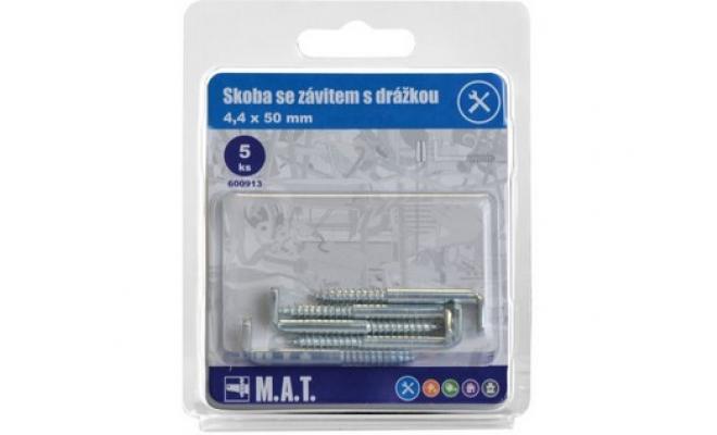 Skoba se závitem s drážkou 4,4x50mm Zn (5ks)
