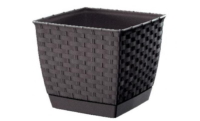 Květináč RATOLLA SQUARE 19x19x15,9cm HN tm. (440U) s miskou