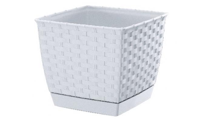 Květináč RATOLLA SQUARE 19x19x15,9cm BÍ (S449) s miskou