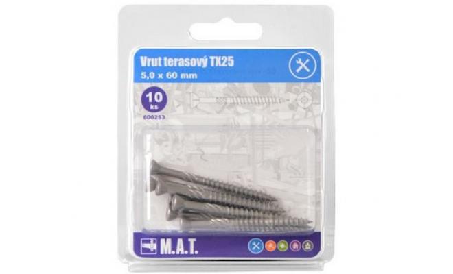 Vrut terasový 5,0x60mm TX25 nerez (10ks)