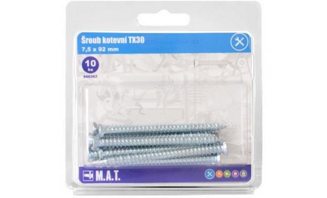 šroub kotevní 7,5x 92mm TX30 ZB (10ks)