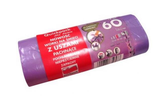 Pytle na odpadky s uchy 60l (18ks) 60x72cm s aroma LEVANDULE 10µ
