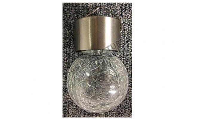 Lampa solární KOULE pr.6cm 1LED, nerez, závěsná, čirá, popraskané