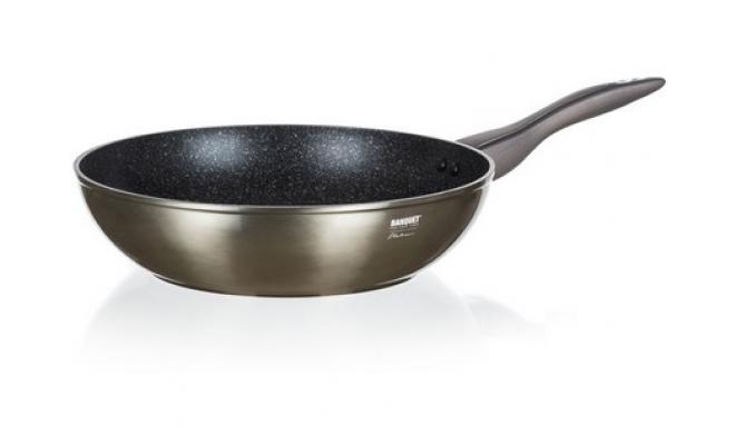 Pánev  WOK 28x7,8cm/3mm nepřiln.povrch METALLIC PLATINUM