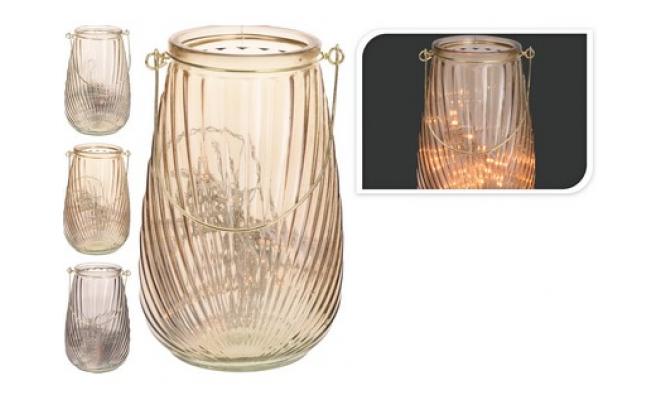 Lucerna 50LED 21cm sklo mix barev