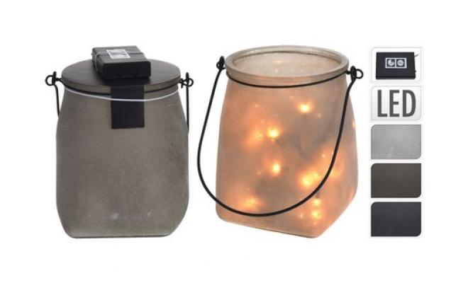 Lucerna 40LED 17cm pískované sklo mix barev