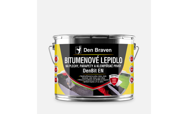 Bitumenové lepidlo na plechy, parapety a klempířské prvky DenBit EN, plechovka 9 kg, černé